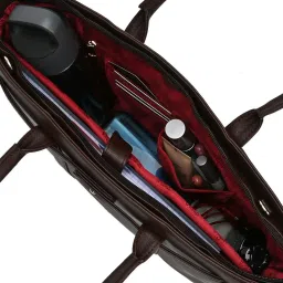 Horra Dark Brown Solid Laptop Handbag image 3