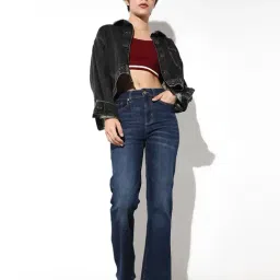 Only Blue Cotton Solid High Rise Jeans image 4
