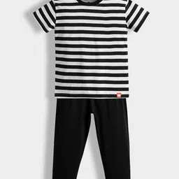 Orange Sugar Unisex Kids Striped T-shirt with Pyjamas-picture-10