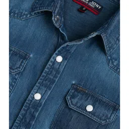 Gini & Jony Kids Blue Solid Full Sleeves Shirt image 3