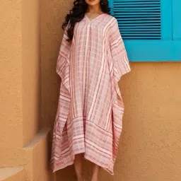 The Kaftan Company Peach Striped Kaftan Dress-picture-17