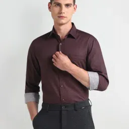 Arrow Red Cotton Regular Fit Printed Shirt-image-85