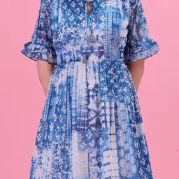 Amarasha Floral Print Crepe Fit & Flare Dress image 2