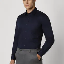 Van Heusen Navy Cotton Regular Fit Shirt image 3