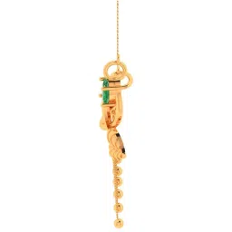 P.C. Chandra Jewellers 22k Yellow Gold Green Stone Leafy Necklace for Women & Girls image 3