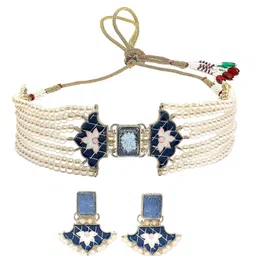 KARATCART Gold-Plated Kundan Studded & Beaded Jewellery Set-picture-37