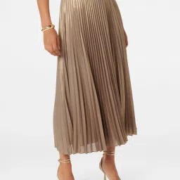 Forever New Estella Metallic Pleated Midi Skirt image 3