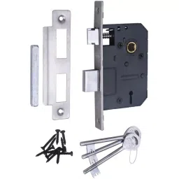 Atom Iron, Stainless Steel, Brass Silver Door Handle Lock Set, InnovaLegend-2 image 5