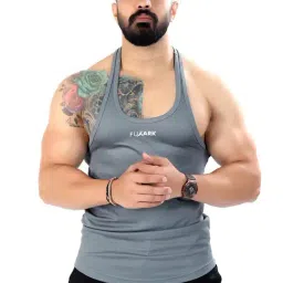 FUAARK Grey Slim Fit Tank Tees-image-0