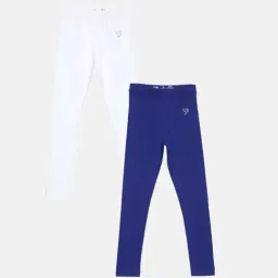 TWIN BIRDS Kids Navy & White Cotton Regular Fit Leggings (Pack of 2)-picture-10