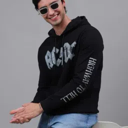 Free Authority Black Regular Fit Printed Hoodie image 3