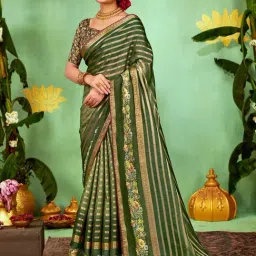 Saree Mall Green Embellished Sarees With Unstitched Blouse-picture-16