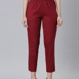 go colors! Go Colors Light Maroon Solid Trousers-picture-48