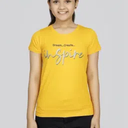 3PIN Girls Yellow Cotton Solid T-Shirts-picture-34