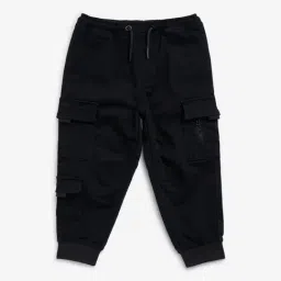 HOP Kids by Westside Black Cargo-Style Mid-Rise Cotton Blend Joggers-picture-25