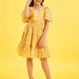 StyloBug Girls Yellow Printed Dress-image-47