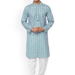 Arch element Men Geometric Printed Thread Work Kurta-picture-12