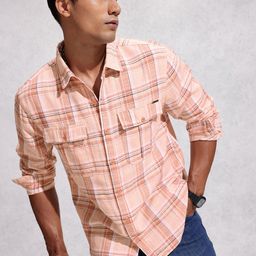 WROGN Pure Cotton Comfort Fit Tartan Checks Opaque Casual Shirt-picture-24