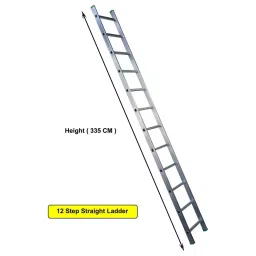 AGUERRI 12 Steps Aluminium Ladder Silver Lightweight High Strength Wall Support 12 ft. (366 cm) Height Single Section for Indoor & Outdoor Use image 2