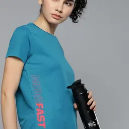 Slazenger Women Teal Blue Printed Antibacterial Running T-shirt-picture-12