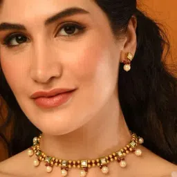 Jaypore Gold Brass Necklace & Earring Set-image-72