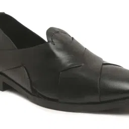 Teakwood Leathers Men's Pitch Black Cross Strap Sandals image 4