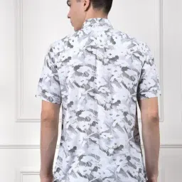 Crimsoune Club Light Grey Viscose Slim Fit Abstract Print Shirt image 2