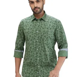 Parx Green Slim Fit Printed Shirt-image-18