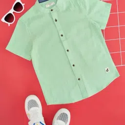 Pantaloons Junior Kids Green Cotton Regular Fit Shirt-image-11