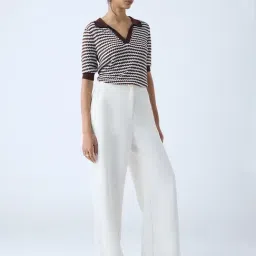 Wardrobe by Westside Brown Geometric Design Knit-Textured T-Shirt image 3