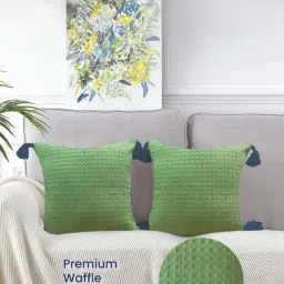 Urban Space Waffle Sage Green Cotton Cushion Covers - Set of 2 image 2