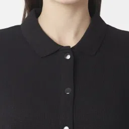 R&B Black Cotton Regular Fit Top image 5