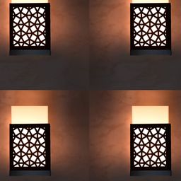 Gojeeva Black 4 Pieces Wood Square Shaped Textured Contemporary Wall Lamp-picture-8
