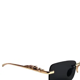 SPADEACES Kids Rimless UV Protected Rectangle Sunglasses kARAN GOLD BLACK -09 image 4