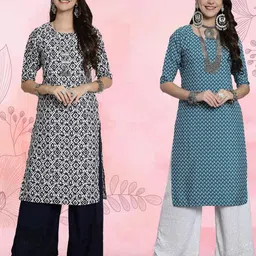 Ethnic basket Women Pack Of 2 Multicoloured Crepe Kurtas-picture-12