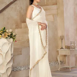 kasee Solid Embellished Sequinned Saree With Blouse Piece image 2