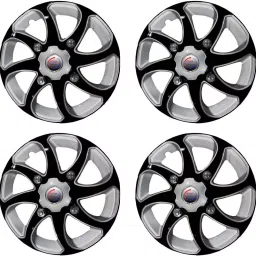 Auto Pearl BBSB47_R15 Inch (381 mm) Press Type Wheel Hubcap with Retention Ring Glossy Silver Black Wheel Cover for Maruti SX415 cm image 2