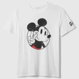 GAP White Regular Fit Graphic T-Shirt image 4