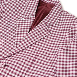 tales & stories Boys Maroon Checkered Full Sleeve Blazer image 4