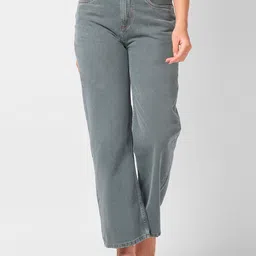 IZEL Women Wide Leg Low Distress Light Fade Jeans-image-92