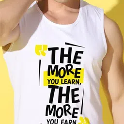 WOOSTRO Pack Of 2 Printed Combed Cotton Gym Vests VWS26(MORE WHITE)(RUN OLIVE) image 2