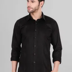 DESIGN UP Men Classic Spread Collar Solid Cotton Slim Fit Casual Shirt-picture-34