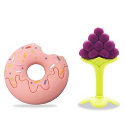 Chinmay Kids Silicone Baby Donut and Stand Teether Shape Baby Teething Toy Cartoon BPA Free Teether  Pink  &  Purple-picture-4