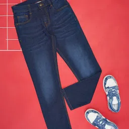 Pantaloons Junior Cotton Elastane Mild Washed Jeans - Ampora Blue-image-96