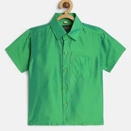 THANGAMAGAN Viscose Half Sleeves Soild Without Lining Shirt - Light Green-picture-20