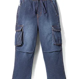 Pine Kids Denim Woven Full Length Washed Jeans with Pockets- Navy Blue image 1