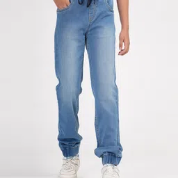 Zion Cotton Denim Mild Washed Joggers - Light Blue-picture-21