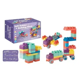 YAMAMA Building Blocks Toys For Kids Soft Rubber Building Blocks Stacking Toys Compatible Assembled Building Bricks Kids Toys Educational Learning Toys Soft Play Blocks Teether Toys For Babies And Toddlers 50 Pcs - Multicolor-image-79