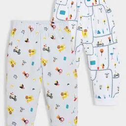 Mi Arcus 100% Cotton Pack Of 2 Animals & Bicycle Printed Pajamas - Multi Colour-picture-17