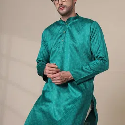 ADHIRAJAN Men Cotton Silk Woven Design Straight Kurta-picture-32